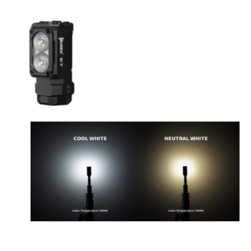 Miniatura Linterna Compacta Doble Led Recargable E7 1800 Lúmens - Color: Blanco Neutro (5000K)