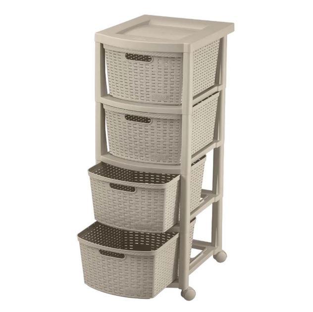 Cajonera Plástico Rattan 4 Cajones 