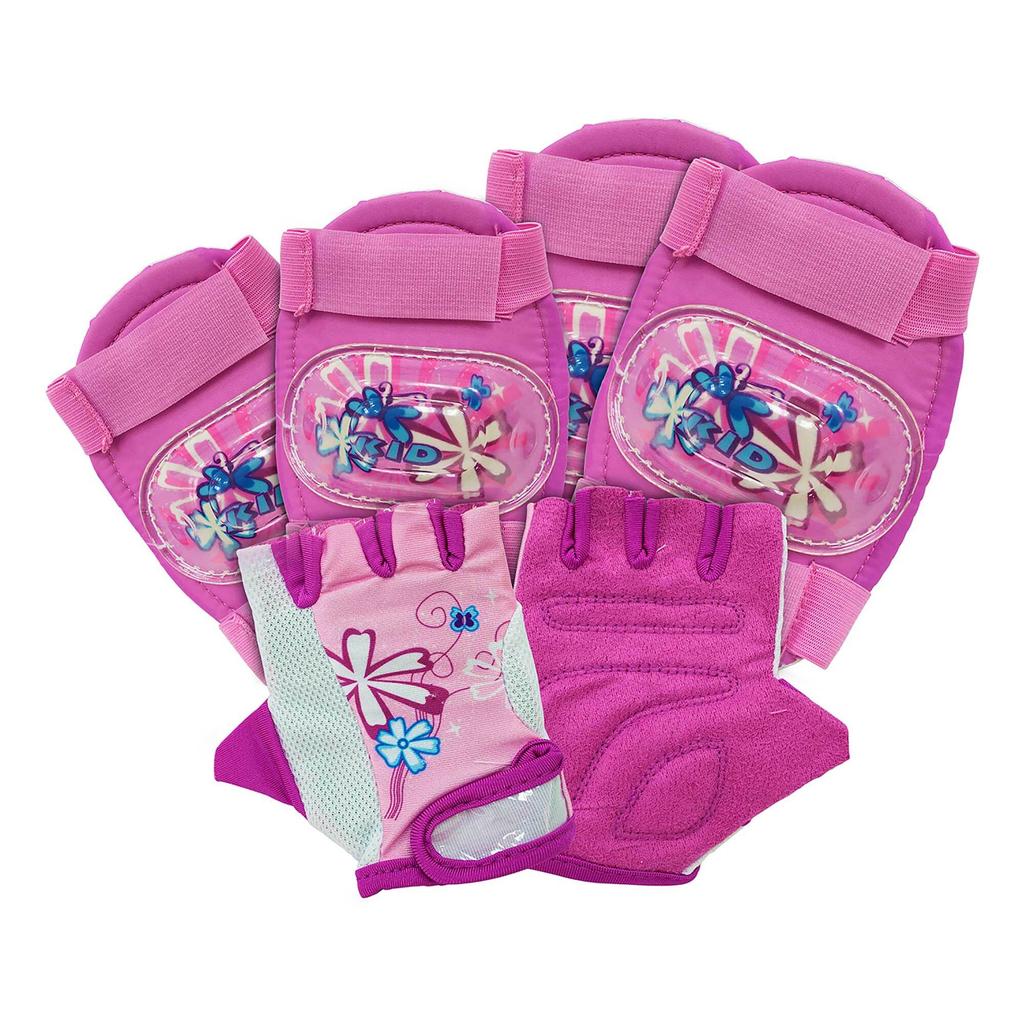 Set De Rodillera Con Guantes Infantil Niña -