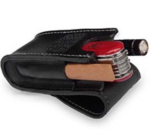 Estuche 21 de Piel Adhesivo con Espacio para Linterna - Color: Negro
