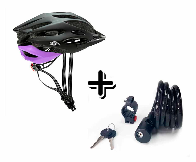 Miniatura Casco Sport + Candado Espiral Con Llave 12x150 -