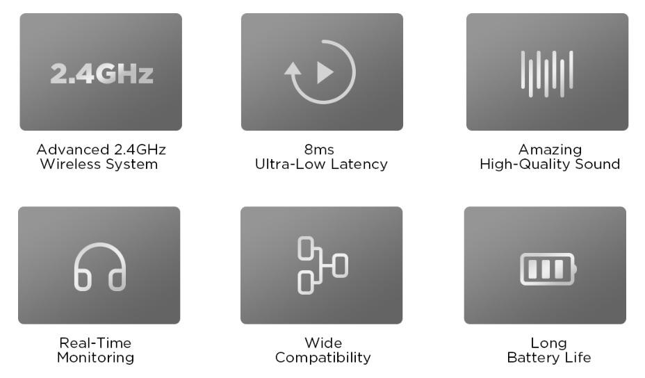 Sistema de micrófono inalámbrico profesional 2.4Ghz -