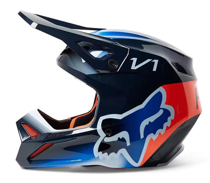 Miniatura Casco Moto V1 Toxsyk  - Color: Azul - Naranja