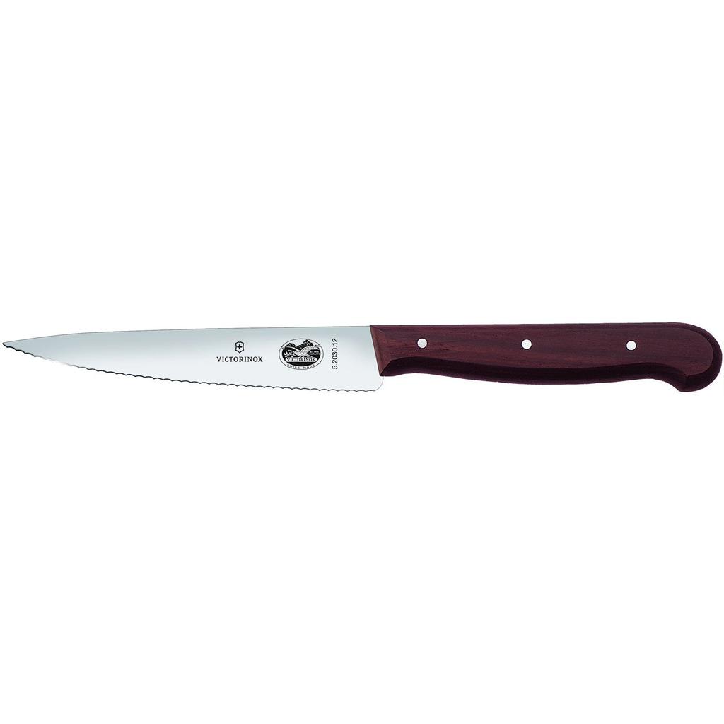 Cuchillo Cocina Dentado Mango Madera 12 cm - Color: Madera