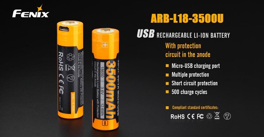 Miniatura Batería Recargable 18650 / 3500mAh ARB-L18-3500U -