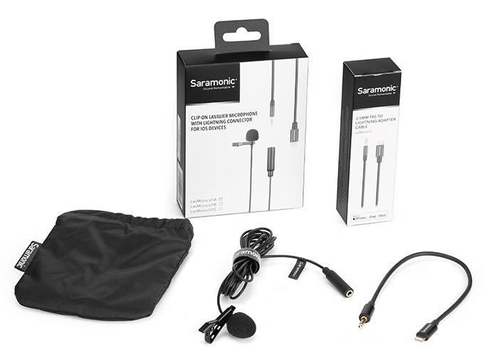 Miniatura Micrófono lavalier con adaptador para dispositivos -