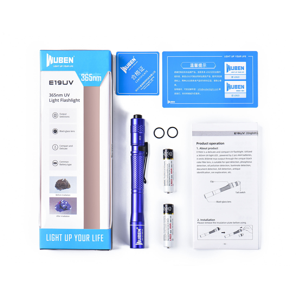 Miniatura Linterna E19UV 365nm -