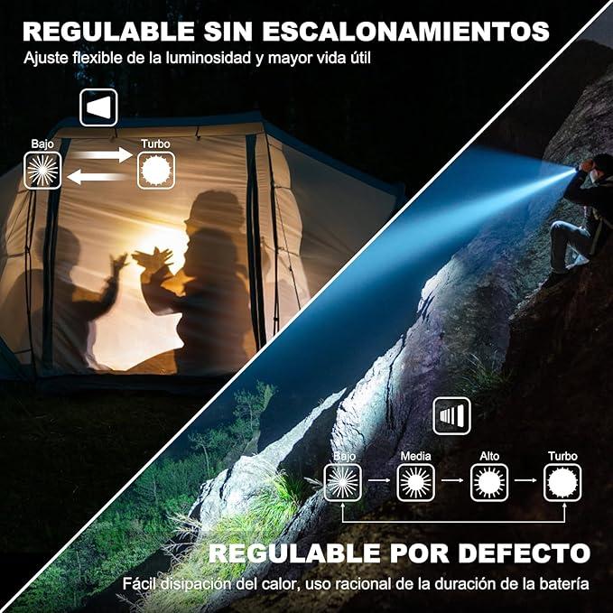 Miniatura Linterna Recargable T70 4200 Lumens - Color: Negro