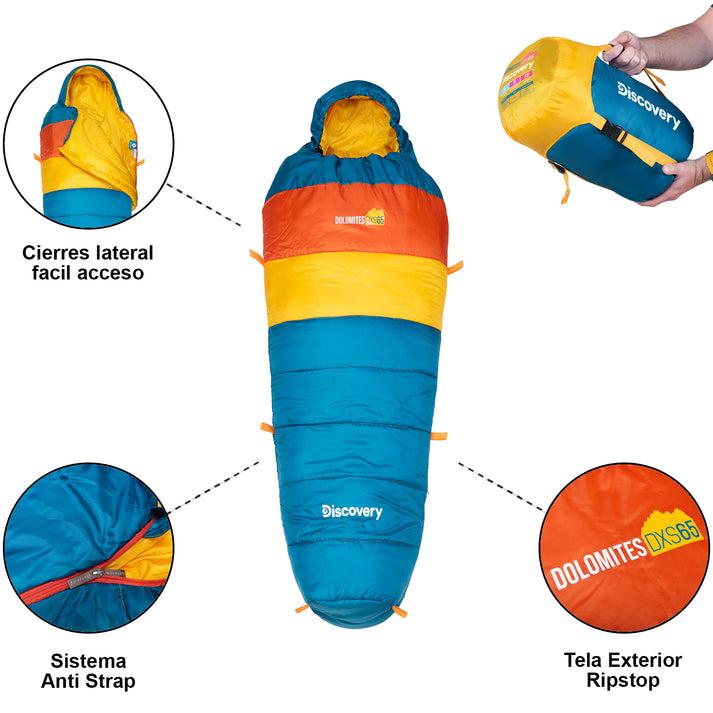 Miniatura SACO DORMIR MOMIA DOLOMITES DXS65 - Color: azul/amarillo