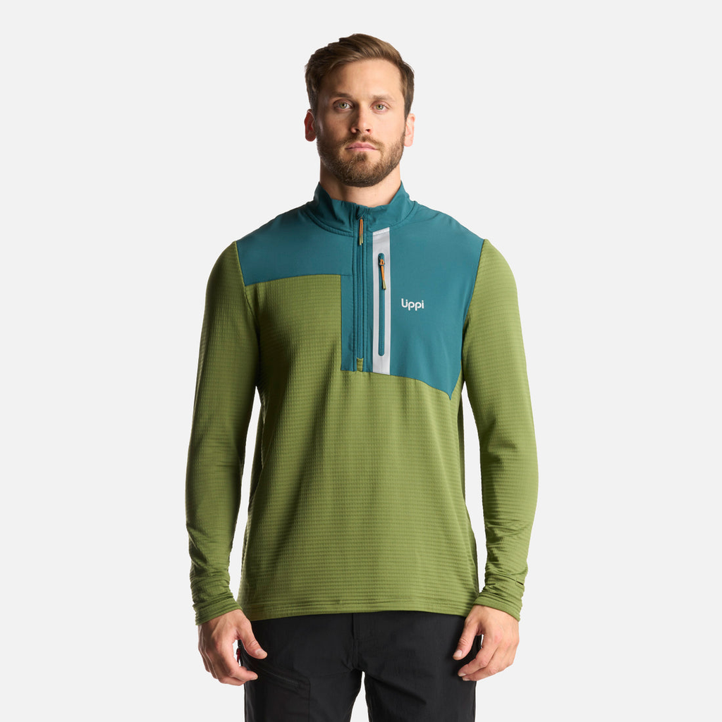 Miniatura Poleron Hombre Karova Nano F 1/4 Zip - Color: Verde