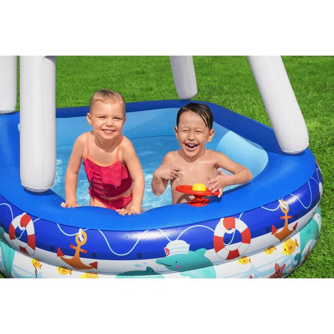 Miniatura Piscina Inflable Con Toldo Desmontable 213x155x132cm -