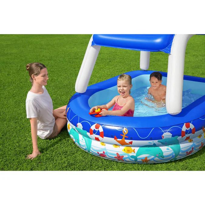 Miniatura Piscina Inflable Con Toldo Desmontable 213x155x132cm -