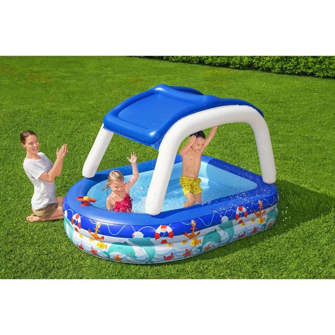 Miniatura Piscina Inflable Con Toldo Desmontable 213x155x132cm -