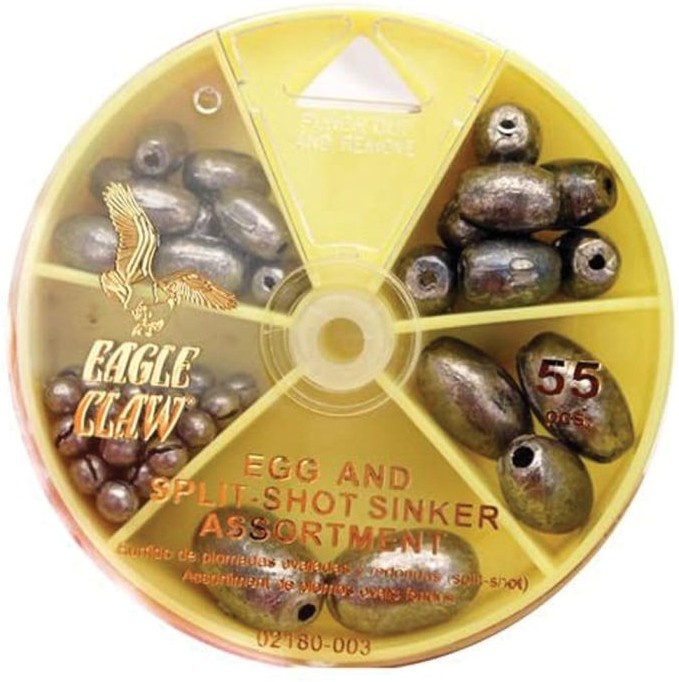 Kit De Plomos De Pesca Egg Sinker Y Split Shot Surtidos 55 Piezas