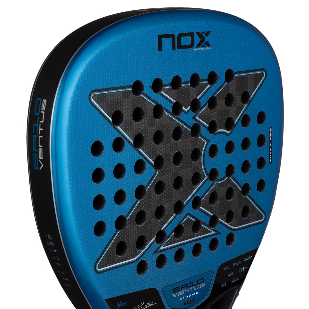 Miniatura Pala de Padel EA10 Ventus Attack 12K Xtreme by Edu Alonso 2026 + Tarro de pelotas +Overgrip + Protector -