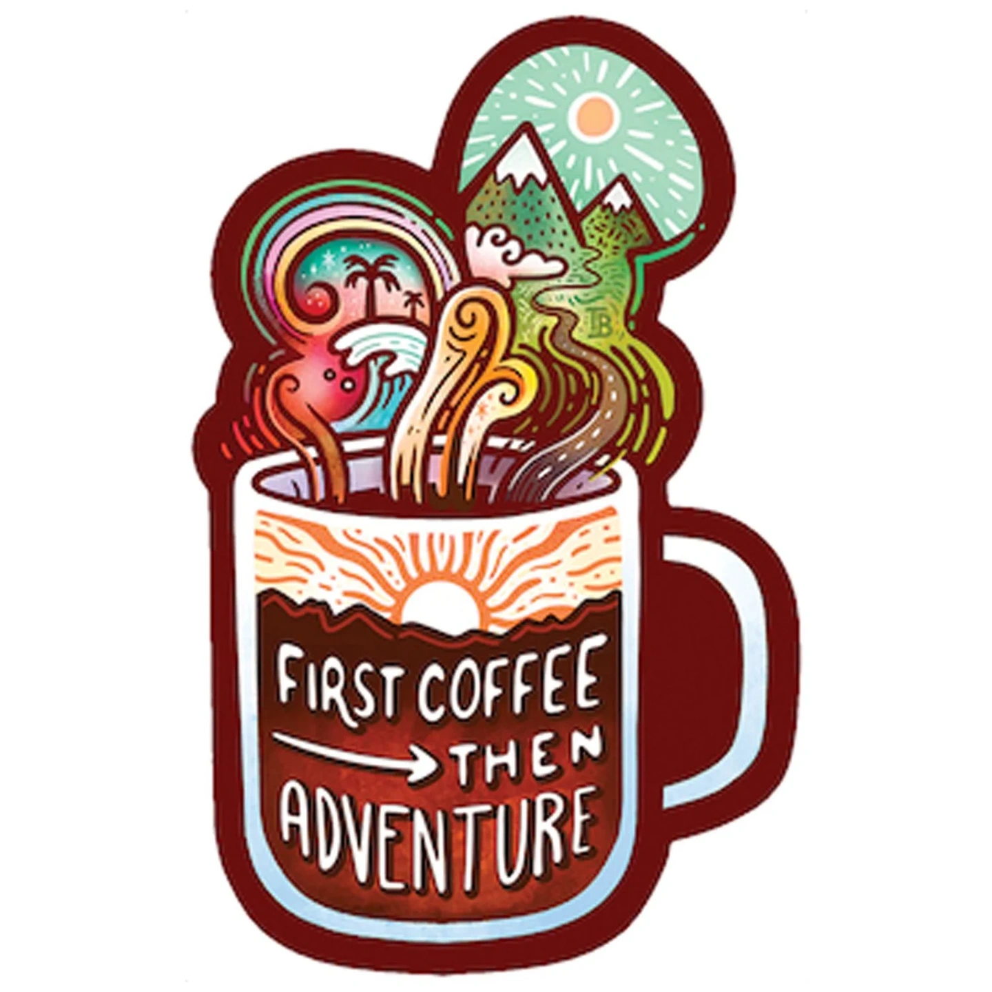 Calcomanía First Coffee Then Adventure