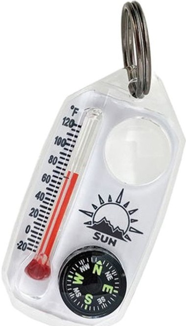 Brújula TripleGage 3 En 1 Con Termómetro, Lupa 3X Y Anillo Llavero Para Outdoor