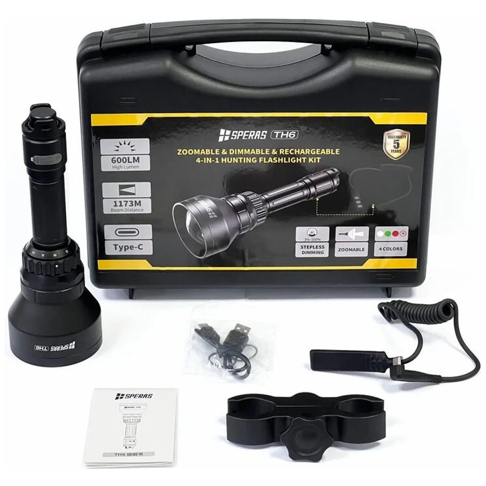 Kit Linterna de Caza TH6 4 en 1 con Alcance 1173 M