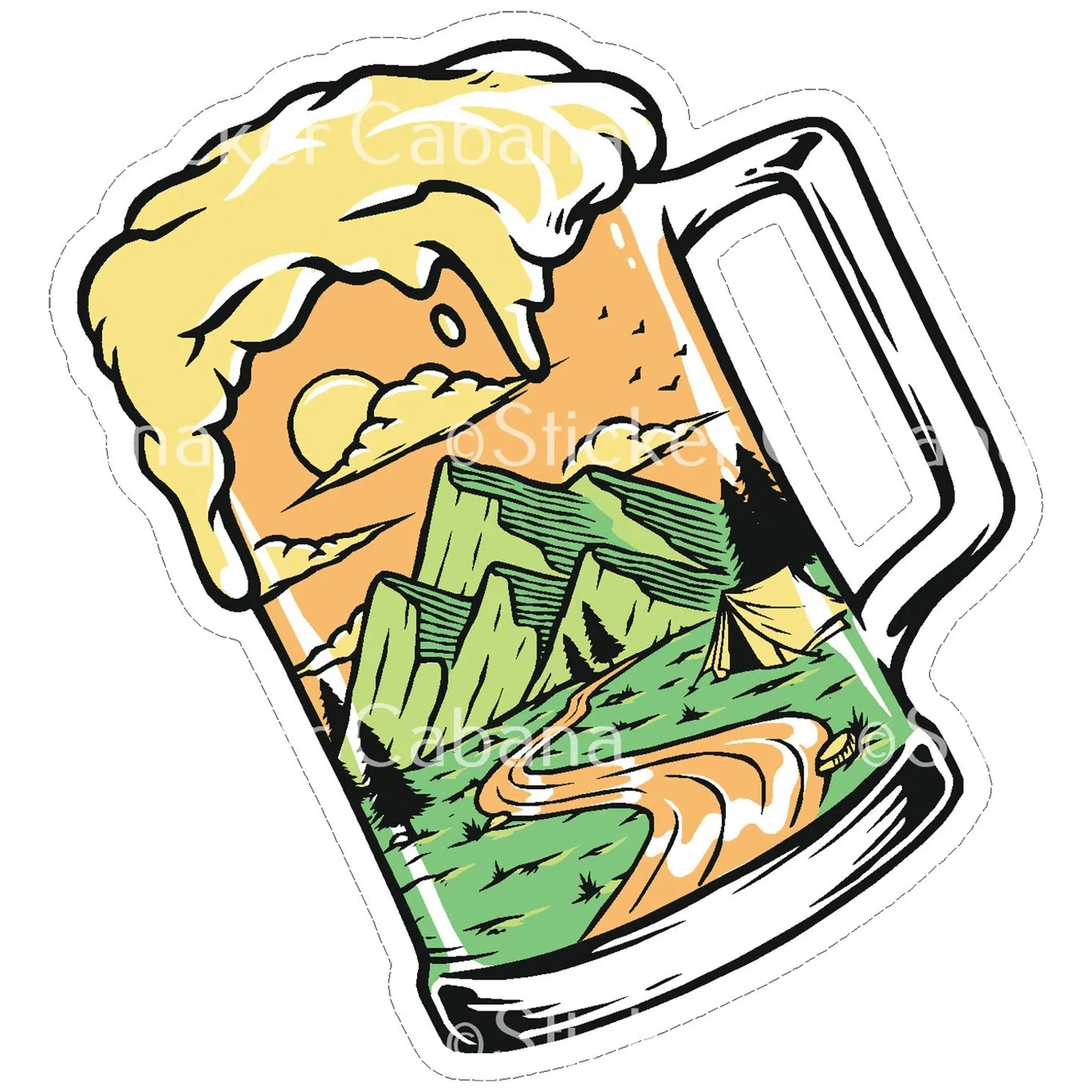 Calcomanía Jarro de Cerveza Montañas
