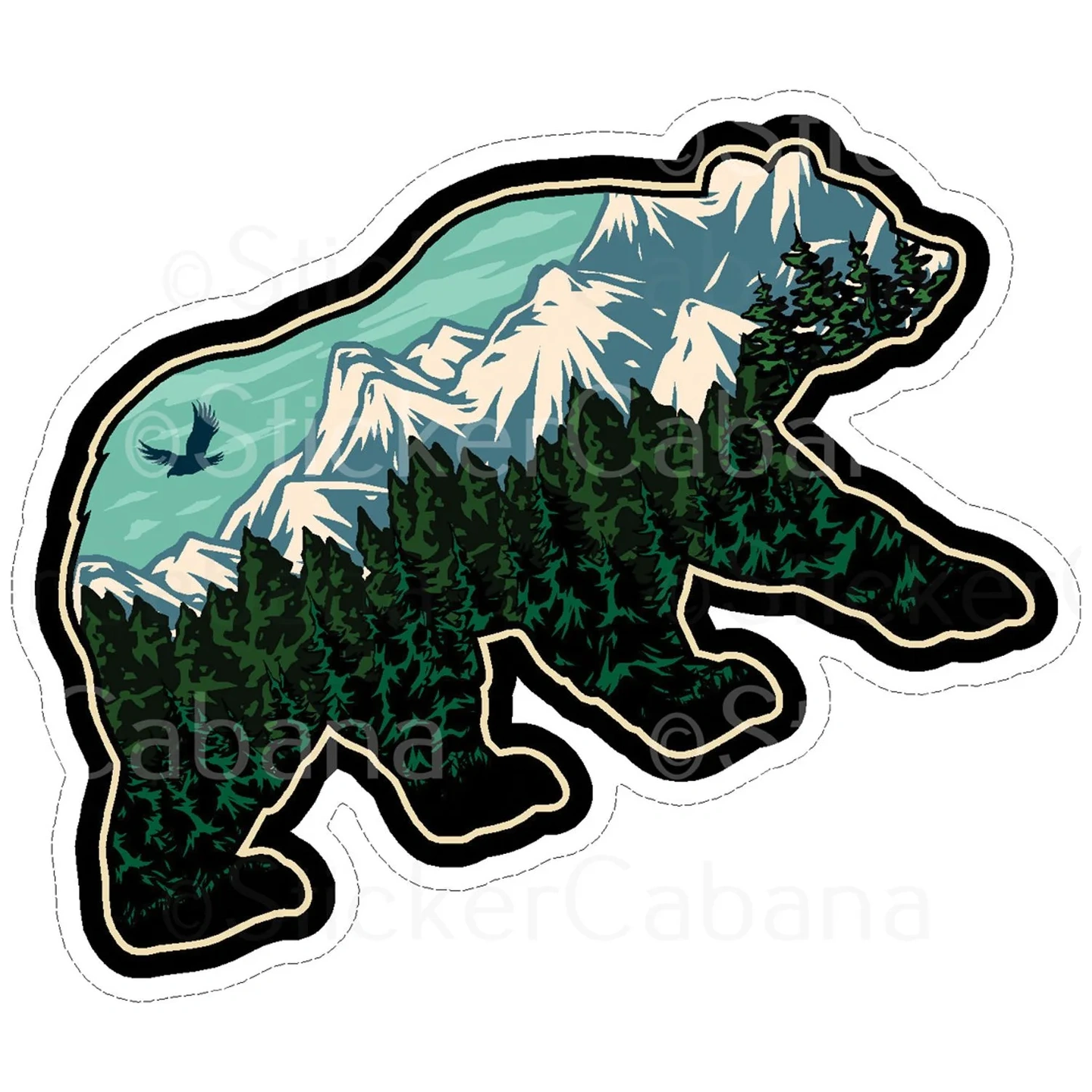 Calcomanía Oso Paisaje