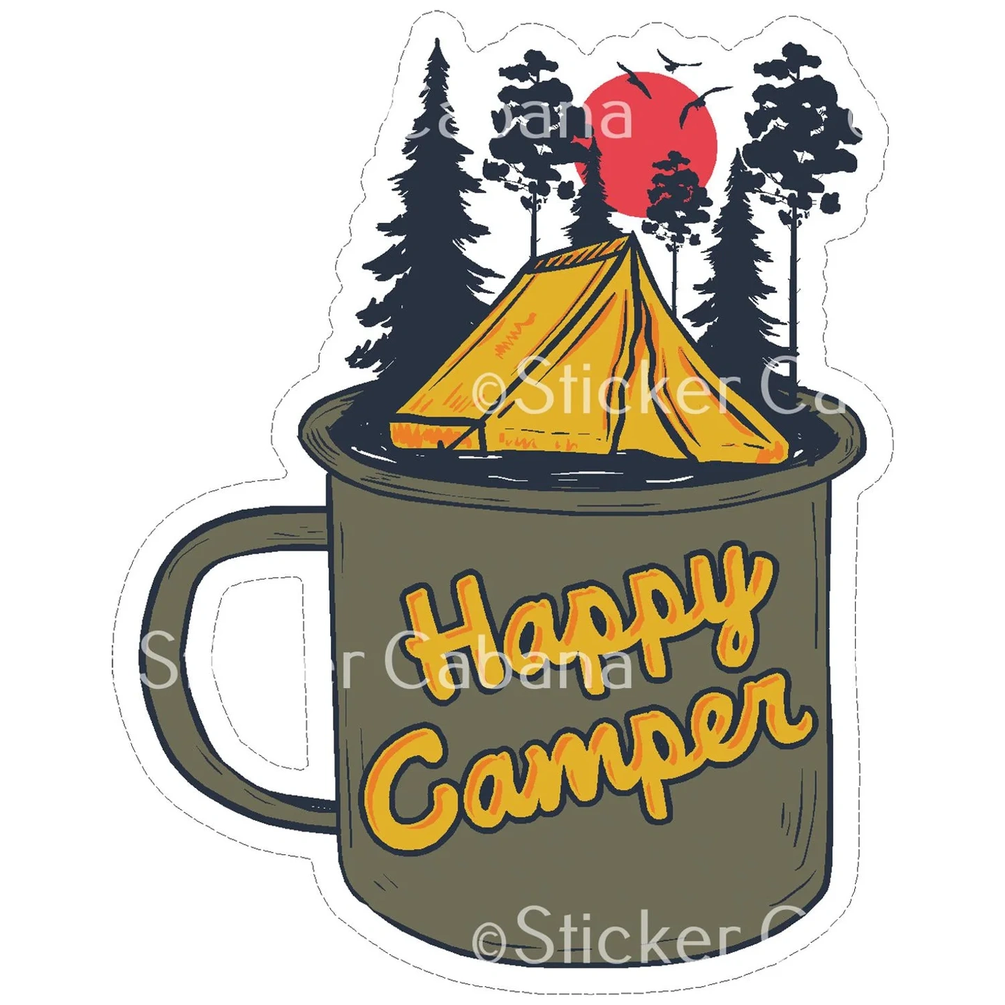 Calcomanía Jarro Happy Camper