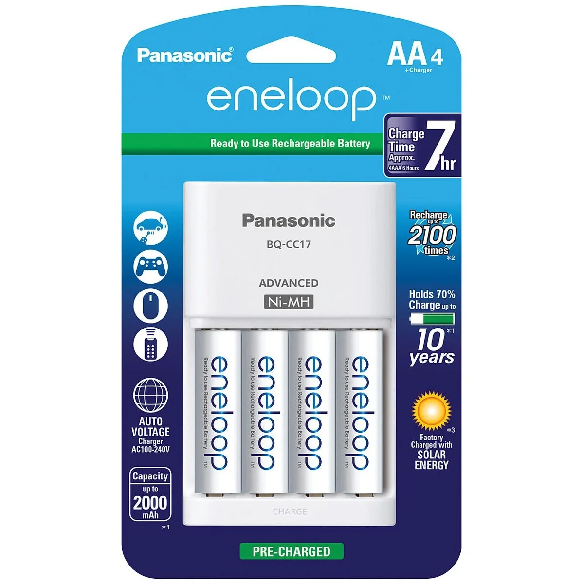 Cargador Eneloop con 4 Pilas AA