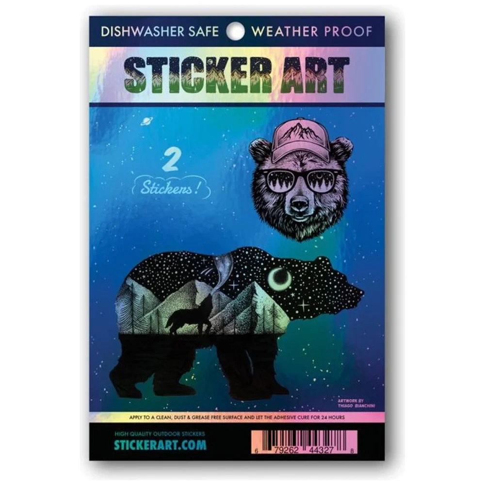 Calcomanía Holográfica Oso y Lobo Pack 2