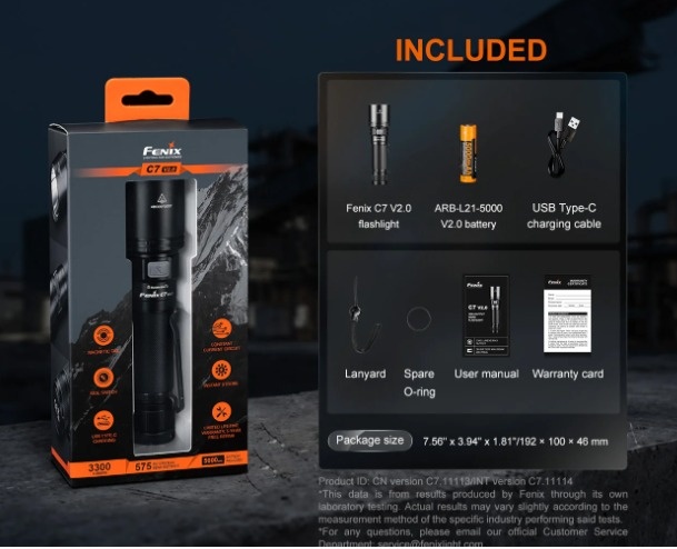 Linterna C7 V2.0 3300 Lumens - Fenix Light