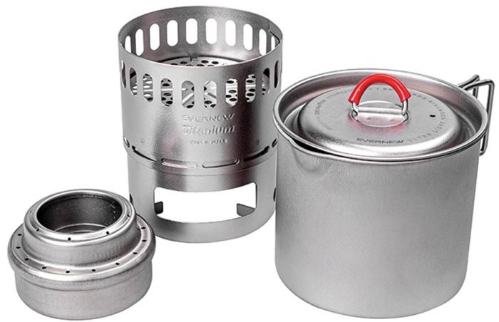 Set De Olla Y Mug De Titanium 500 Con Cocinilla Para Camping