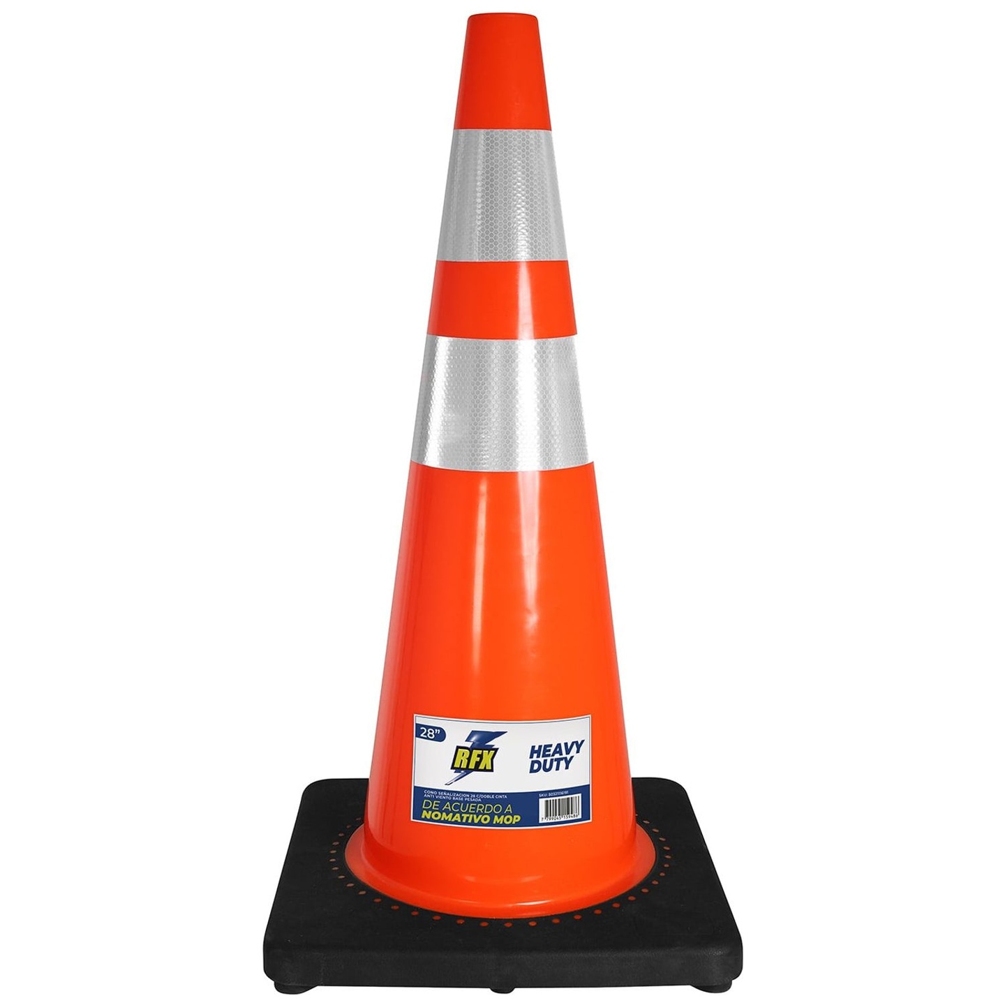Cono de Señalización 28" Antiviento Base Pesada