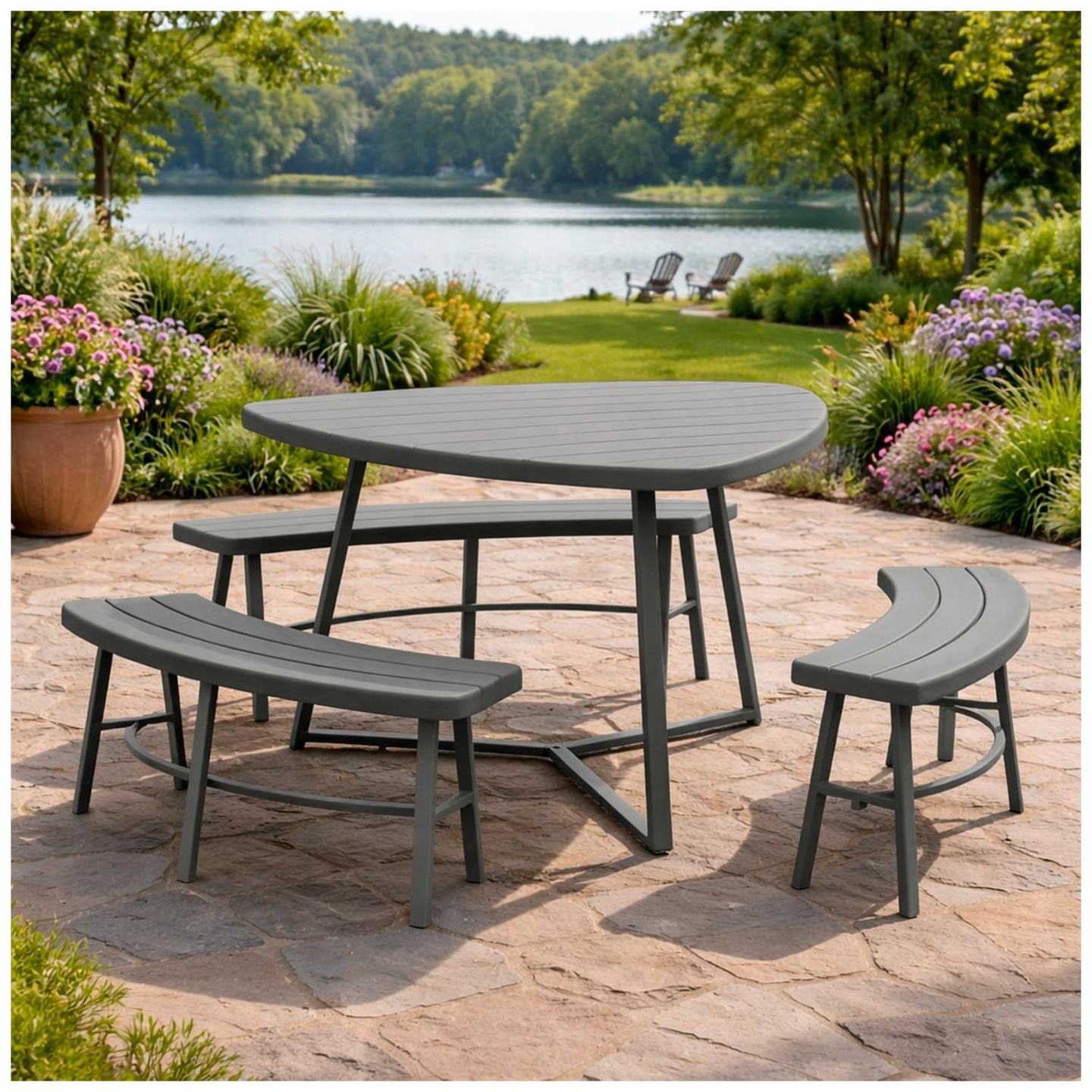 Juego Comedor Terraza 6 Personas Mesa 119x117cm