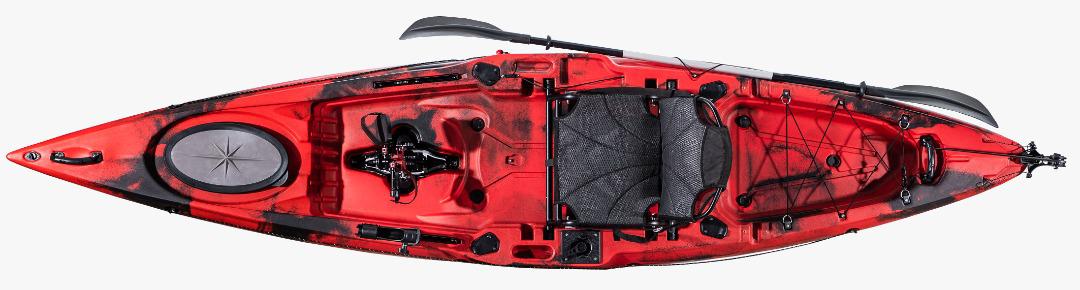 Miniatura Kayak de pesca Megi Pedal Fins 12 Angler - Color: Rojo/Negro