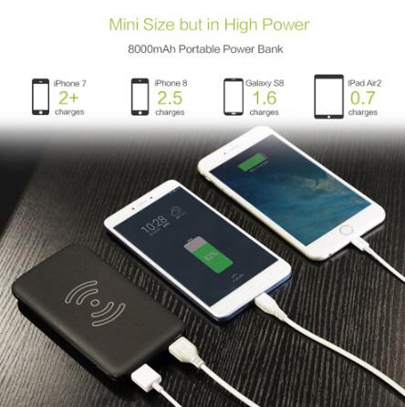 Miniatura Bateria Wireless Charging 10000mAh