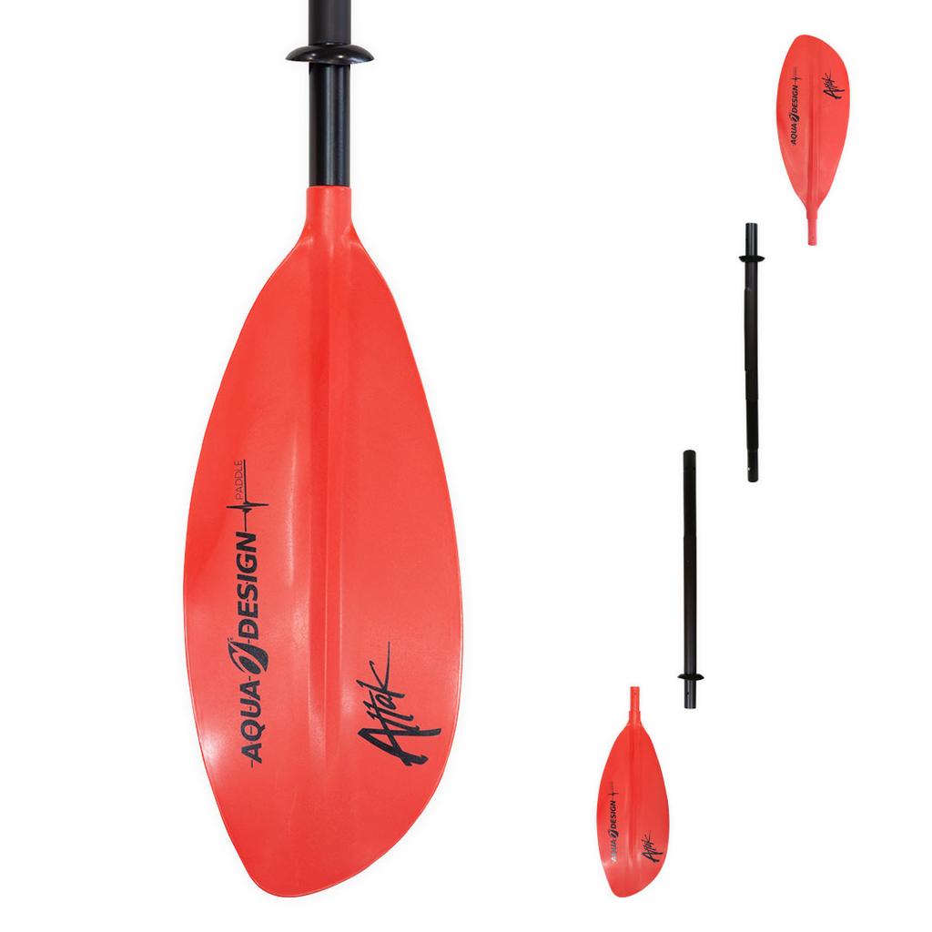 Remo Kayak Attak 4 Pc - Color: Rojo, Pertiga: Straight